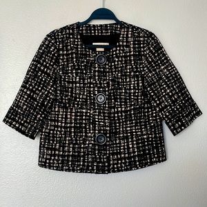 MICHAEL Michael Kors 3/4 Sleeve Black/Tan Snap Front Blazer/Jacket Size Medium